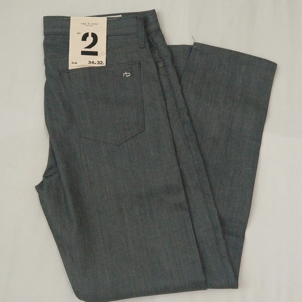 Rag bone fit 2 slim mid rise tailored raw grey denim jeans men's Sz 34w/32L - Picture 14 of 14